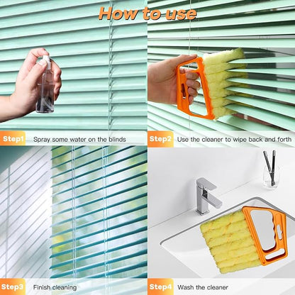 AOCEAN 6 Pcs Blind Cleaner Duster Tool, 7-Finger Dusting Cleaner Tool for Window & Air Vent, Washable Handheld Microfiber Duster Brush for Blinds Dust Dirt