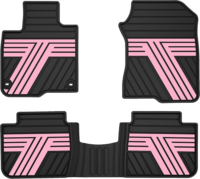 Floor Mats Fit for 2023-2027 Honda HRV Sport/LX/EX-L (Gasoline & Hybrid) & for Acura ADX 2025-2026, Custom Fit All Weather Protection Heavy Duty Anti-Slip Car Mats for HR-V, 1st & 2nd Row Black & Pink