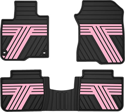 Floor Mats Fit for 2023-2027 Honda HRV Sport/LX/EX-L (Gasoline & Hybrid) & for Acura ADX 2025-2026, Custom Fit All Weather Protection Heavy Duty Anti-Slip Car Mats for HR-V, 1st & 2nd Row Black & Pink
