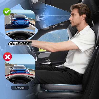 CAR PASS Premium Leather Car Seat Cushion, Comfort Memory Foam Driver Seat Cushion for Long Driving, Waterproof Non-Slip Seat Cushions for Cars, Truck, SUV, Office Chairs, Stadium, Gray ﻿