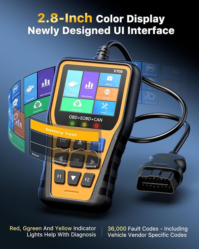 OBD2 Scanner Car Code Reader Support Voltage Test Plug and Play Fixd Car CAN Diagnostic Scan Tool Read and Clear Engine Error Codes for All OBDII Protocol Vehicles Since 1996（Yellow）