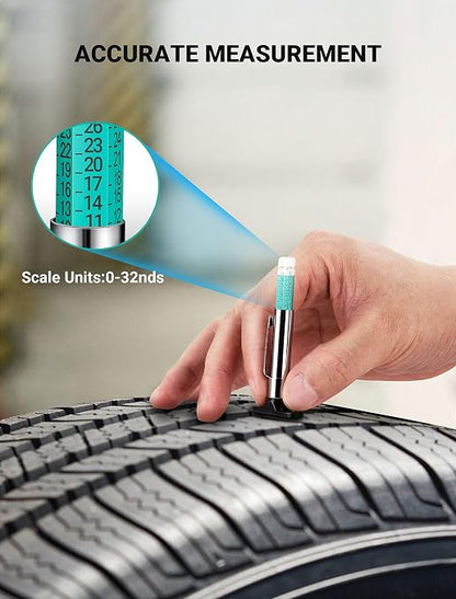 LUMITECO 3-Pack Tire Tread Depth Gauge, Color Coded Tire Tread Gauge in 1/32 Inch, Efficient Tread Depth Gauge 32nds Tire Measure Tool Depth for Car, Semi Truck Tire Wear Tread Checker