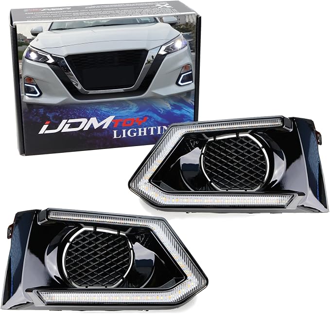 iJDMTOY OEM-Fit Switchback LED Daytime Running Light Kit Compatible With 2019-2022 Nissan Altima, White/Amber LED DRL & Turn Signal