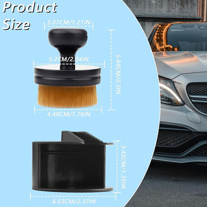 2 PCS Car Tire Shine Applicator Brush, Auto Tire Detail Brushs, Portable Car Tire Brush with Seal Cover Design, High Density Soft Shine Applicator Brushs, for Auto Detailing Cleaning (Brown)