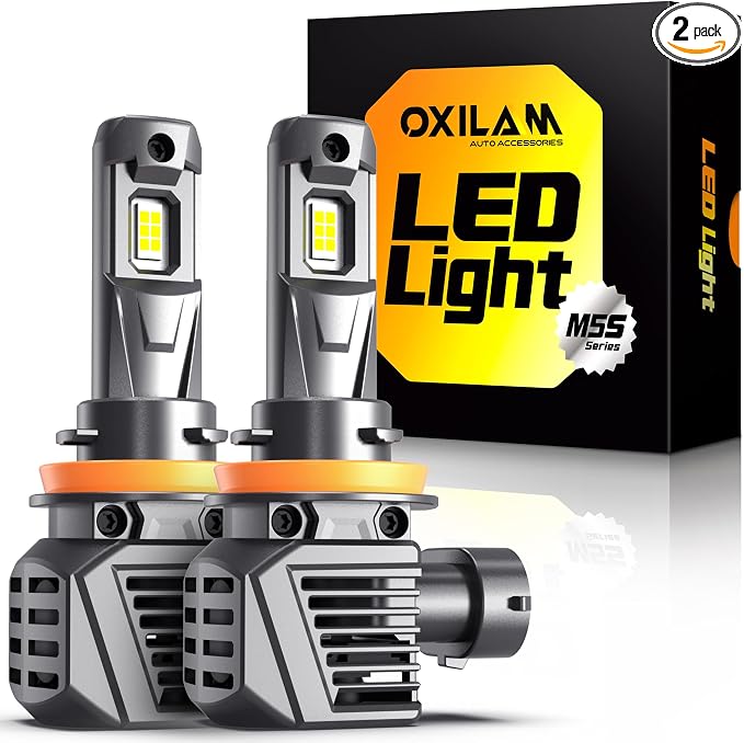 OXILAM H11 H8 H9 LED Bulb, 1000% Ultra-Brightness, 3 Min Quick Install, Wireless Plug and Play, 20 Years Lifespan, No Flicker, 99% Compatibility, Pack of 2