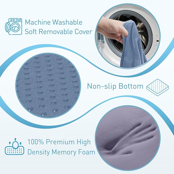 BlissTrends Extra Thick Seat Cushion for Office Chair & Car Seat,LightBlue | Tailbone & Sciatica Relief, Ergonomic Support, High-Density Memory Foam, Comfort for Extended Sitting