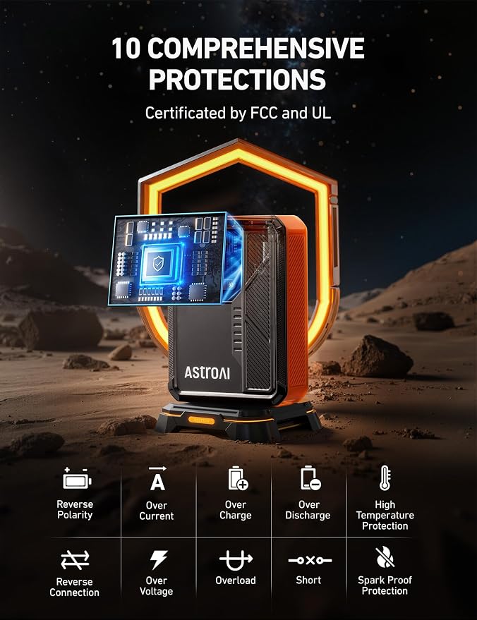AstroAI Beta822 3000A Jump Starter with Air Compressor, 150PSI Portable Tire Inflator with Auto-Shutoff, 12V Car Battery Booster (9.0 Gas/7.0L Diesel) with LED Light and Jumper Cables, Black