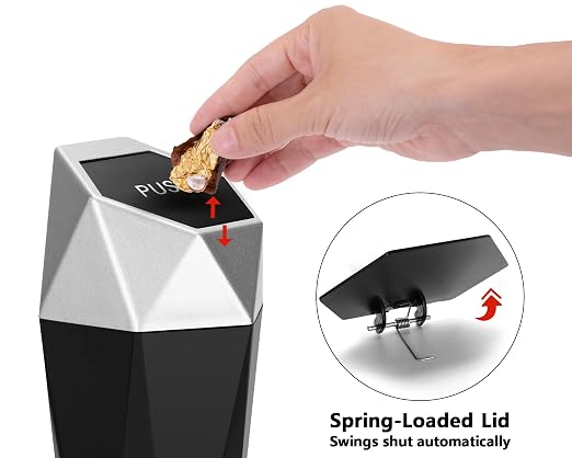Ginsco Car Trash Can with Lid, Cup Holder Garbage Can for Car, Garbage Bin Cars Accessories for Interior, Leakproof Small Trash Bin, Mini Trash Can for Cars, Home, Office (2, Silver)
