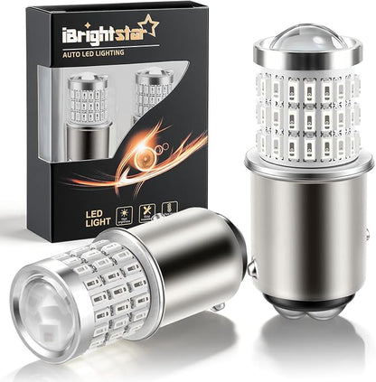 iBrightstar 1157 LED Bulb Red, BAY15D 2057 2357 7528 LED Brake Light Bulbs Super Bright for Rear Brake Lights and Tail Lights, 2 Pack