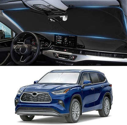 Sun Shade for Toyota Highlander Accessories Windshield Sunshade fit Highlander L LE XLE 2014-2019 Front Window Cover Shield Car Sun Visor Screen Protector Block UV Ray Heat