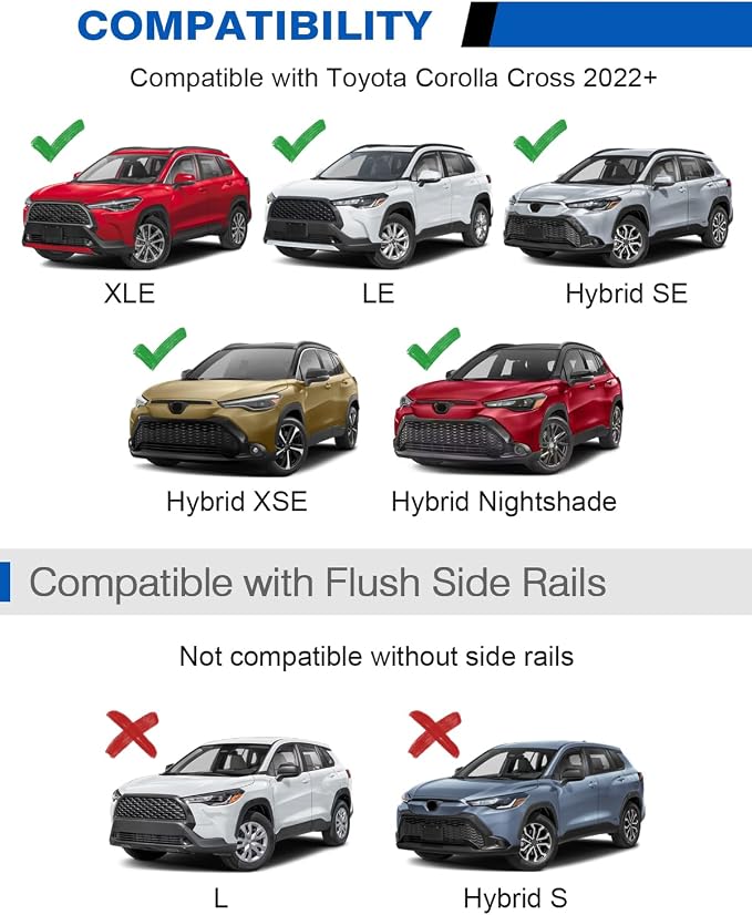 Wonderdriver Lockable Roof Rack Cross Bars 260lbs Compatible with Toyota Corolla Cross 2022-2026 (with Flush Side Rails),Heavy Duty Aluminum Anti-Theft Lockable Metal Lock Roof Rails Crossbars