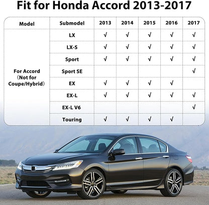Floor Mats for Honda Accord 2013-2017 (Only for Sedan) All-Weather Custom Fit TPE Rubber Car Liners, Waterproof Anti-Slip Vehicle Accessories for Accord Front & Rear 1st & 2nd & Cargo Liner