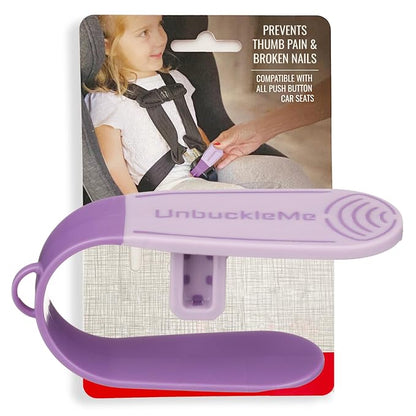 UnbuckleMe Car Seat Buckle Release Tool - Easy Opener Aid for Arthritis, Long Nails, Older Kids - Button pusher for infant, toddler, convertible 5 pt harness car seats - As Seen on Shark Tank (Purple)