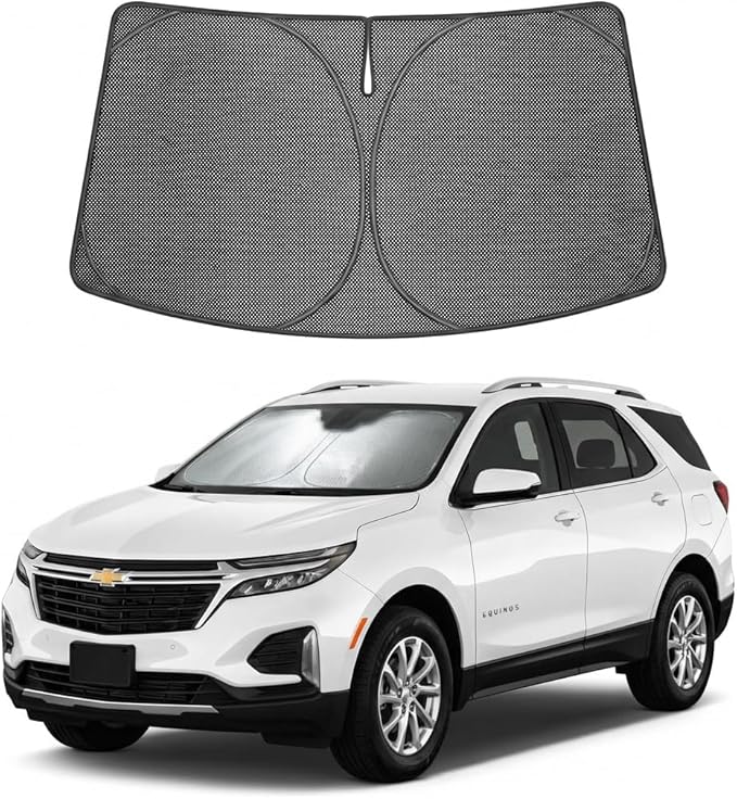 Proadsy Windshield Sun Shade Custom Fit Chevrolet Equinox 2025-2026 Ice Crystal Black Front Window Sunshade UV and Heat Blocker Foldable Visor Keeps Car Cooler for Summer Parking and Daily Use