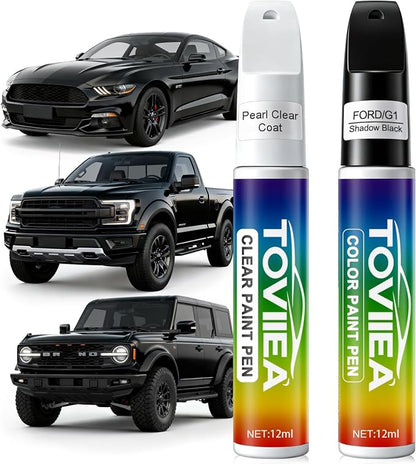 Shadow Black(G1/M7343) Touch Up Paint Compatible with Ford,2-In-1 Car Scratch Remover Pen,Car Paint Scratch Repair Kit for Scratches,Chips & Nicks,2-PCS SET