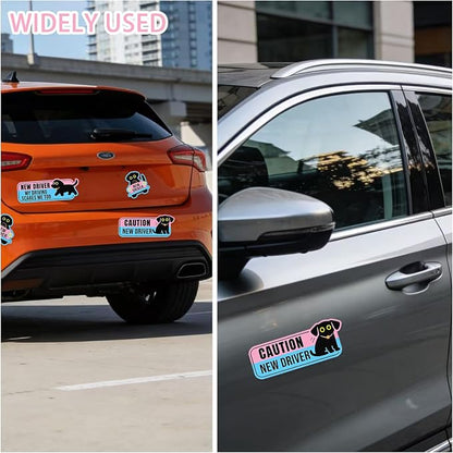4 Pack Student Driver Magnet for Car – Cute Animal New Driver Signs High-Visibility Reflective Beginner Driver Magnets, Weatherproof & Removable Safety Warning Signs for Vehicles, “Please Be Patient”