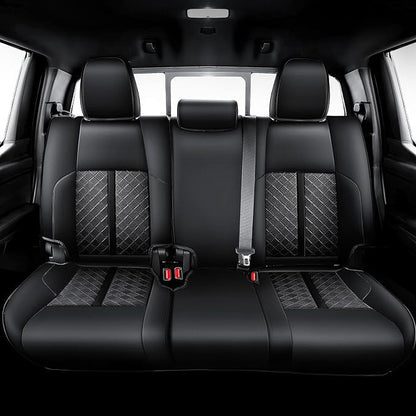 Carlimeki Leather Seat Covers Custom Fit for Tacoma Gen 4th (2024-2026) Double Cab, for SR, SR5, TRD PreRunner, TRD Sport, TRD Off-Road, Limited, Trailhunter - Armrest Covers Included - Fully Covered