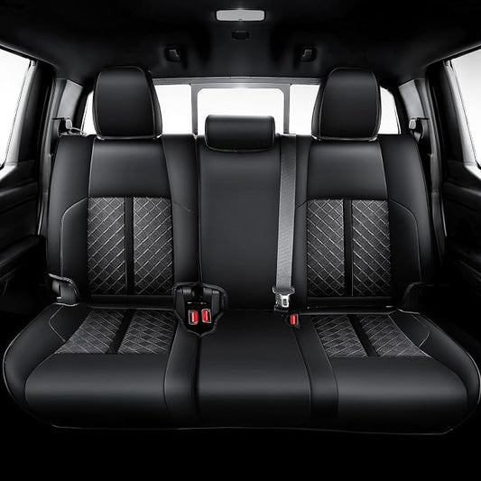 Carlimeki Leather Seat Covers Custom Fit for Tacoma Gen 4th (2024-2026) Double Cab, for SR, SR5, TRD PreRunner, TRD Sport, TRD Off-Road, Limited, Trailhunter - Armrest Covers Included - Fully Covered