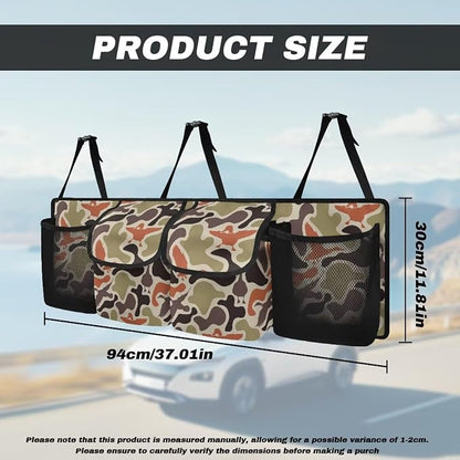 Duck Camouflage Hanging Car Organizer Waterproof Car Trunk Organizer with Lid Large Capacity Backseat Hanging Storage Bag with 4 Pockets for Most Cars,SUV,Sedan