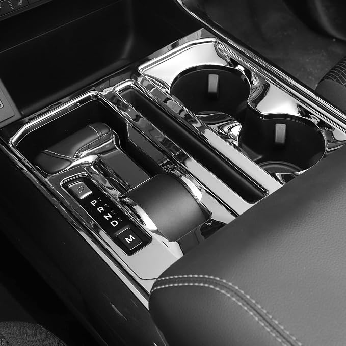 Jimen Compatible with Ford F150 2021-2025, Center Console Gear Shift Panel Trim Cover (Chrome)