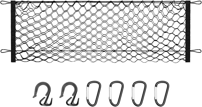 Canvcle Truck Bed Cargo Net for 2019-2025 2026 GMC Sierra 1500/2020-2026 Chevy Silverado 2500 3500 Accessories Envelope Style Mesh Trunk Net Organizer and Storage Stretchable Nylon Rear Cargo Netting