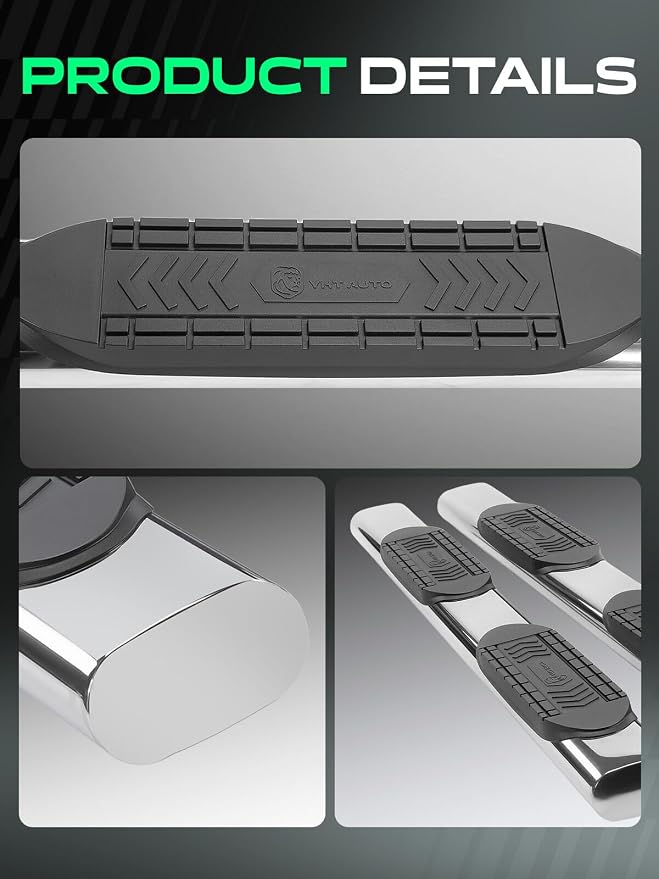 YHTAUTO 6 Inch Running Boards Side Steps Fit Ford F-250/F-350/F-450/F-550 Super Duty 1999-2016 (Extended Cab/Super Cab) Oval Straight Stainless Steel Polished Chrome, Truck Cab Side Step Rails