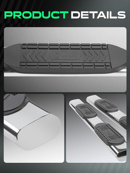 YHTAUTO 6 Inch Running Boards Side Steps Fit Ford F-250/F-350/F-450/F-550 Super Duty 1999-2016 (Extended Cab/Super Cab) Oval Straight Stainless Steel Polished Chrome, Truck Cab Side Step Rails