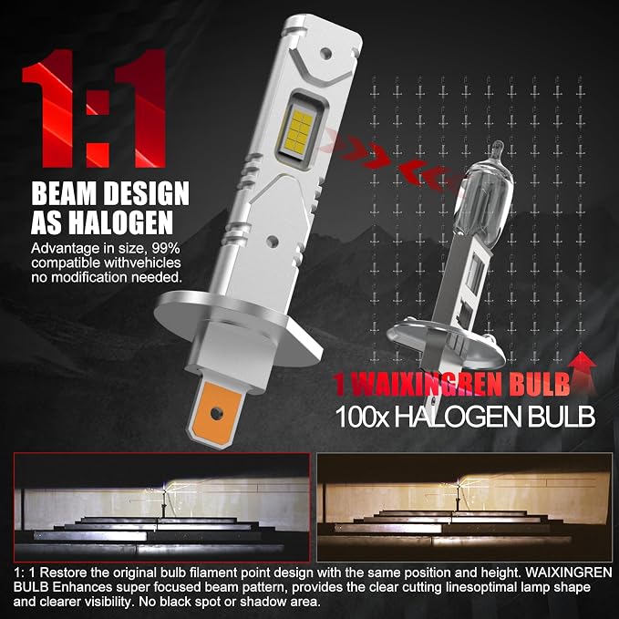 Bulb, 26000LM Super Bright 6500K 800% Brighter Bulbs with Turbo Fan, IP68 Waterproof, Plug-N-Play (H1-new)