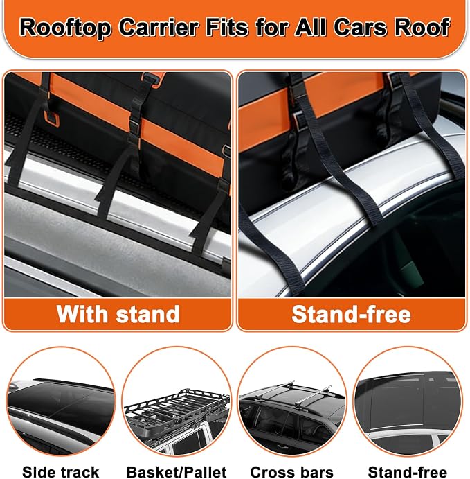 Mupera 20 Cubic Feet Waterproof Rooftop Cargo Carrier - Upgraded Anti-Slip Mat, Combination Lock & Storage Bag for Cars SUVs with/Without Roof Rack