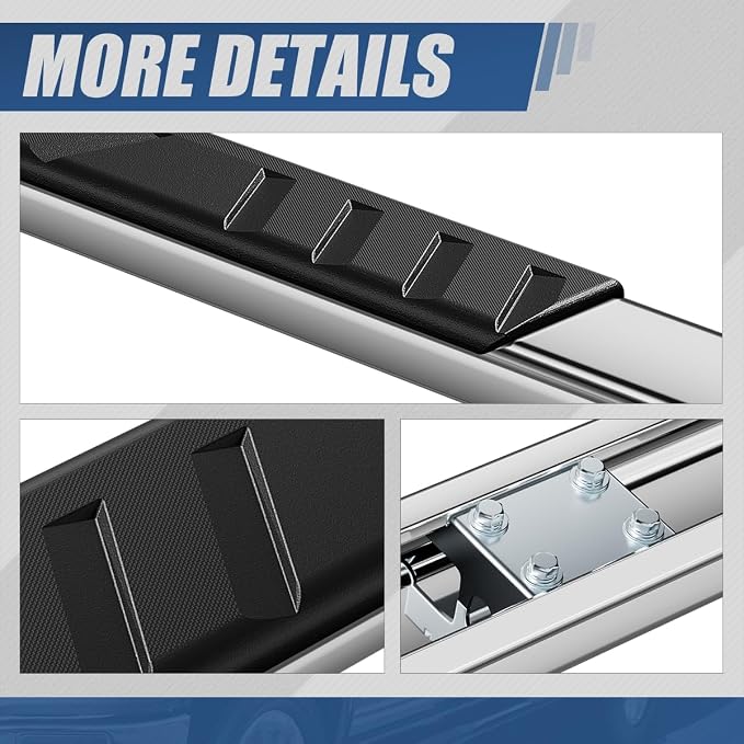Auto Dynasty Flat Running Boards Compatible with 2009-2024 Dodge Ram 1500 Truck Extended/Quad Cab, Stainless Steel Side Step Rail Nerf Bars, 5" Step Bars, Polished Chrome