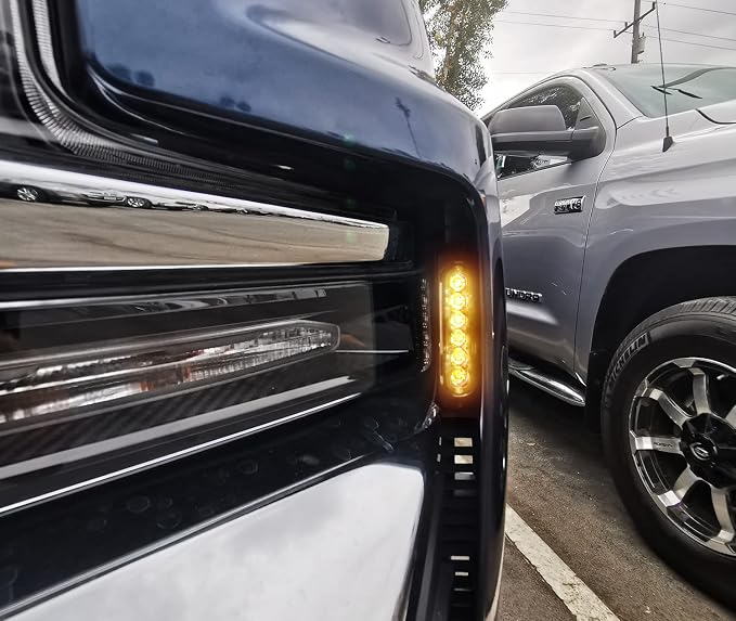 iJDMTOY Super Slim Flush Mount 6-LED Daytime Running Light/Auxiliary Driving Lighting Kit Compatible with Truck SUV Grille or Bumper Mount, Amber Yellow