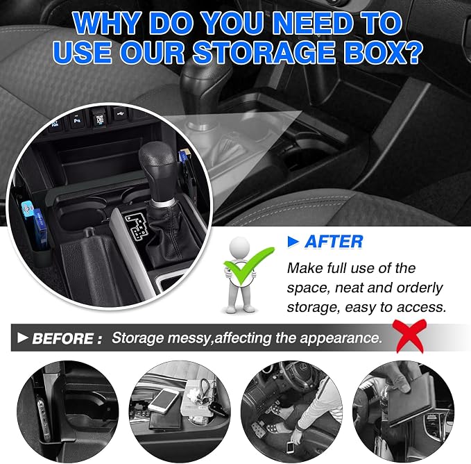 Autorder Gear Shift Organizer for 2016-2020 2021 2022 2023 Toyota Tacoma Accessories Center Console Organizer Gear Shift Organizer Insert Tray with Anti-Slip Mat