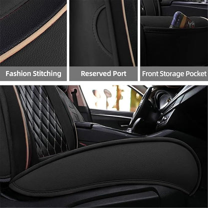SanQing Car Seat Covers Front Seats, Super Luxurious Heavy Universal Duty Waterproof Leather Automotive Vehicle Cover for Cars SUV Pick-up Truck, Non-Slip Seat Car Accessories (2 PCS Front/Black)