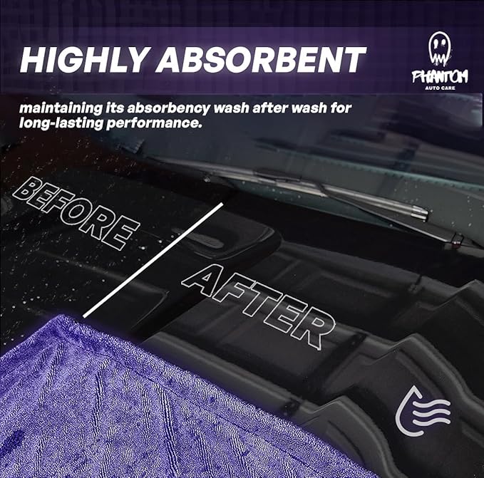 Microfiber Car Drying Towel - 1600 GSM Large 24" x 36", Ultra-Absorbent Twisted Loop, Streak-Free Drying for Cars Trucks & SUVs