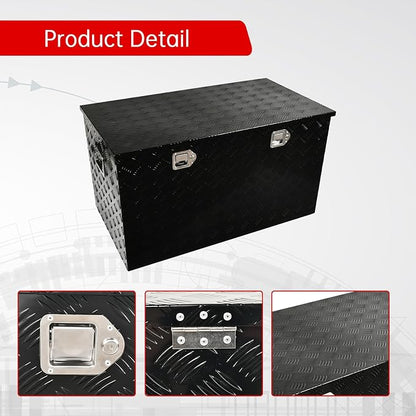44''Inch Aluminum Truck Tool Box Truck Bed Toolbox Truck Trailer Chest Box Trailer Underbody Storage Organizer Waterproof Square Storage Organizer w/Lock & Keys Black(‎44" x24''x24'')