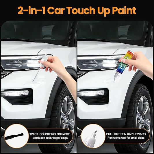 Wind Chill Pearl Tricoat(089) Touch Up Paint Compatible with TOYOTA,2-In-1 Car Scratch Remover Pen,Car Paint Scratch Repair Kit for Scratches,Chips & Nicks,2-PCS SET
