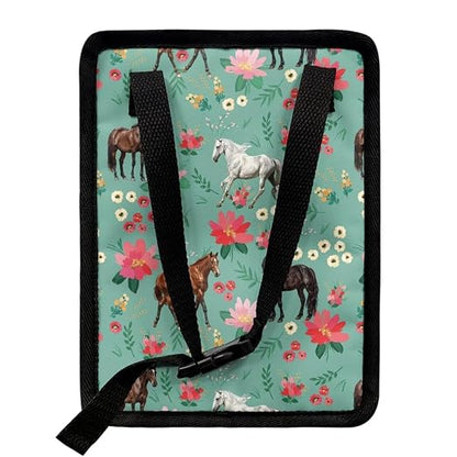 Talayituse Horse Flower Print Car Trash Can with Lid, Leak Proof Auto Trash Bag Hanging Vehicle Garbage Can Multipurpose Storage Container for Back Seat Road Trip