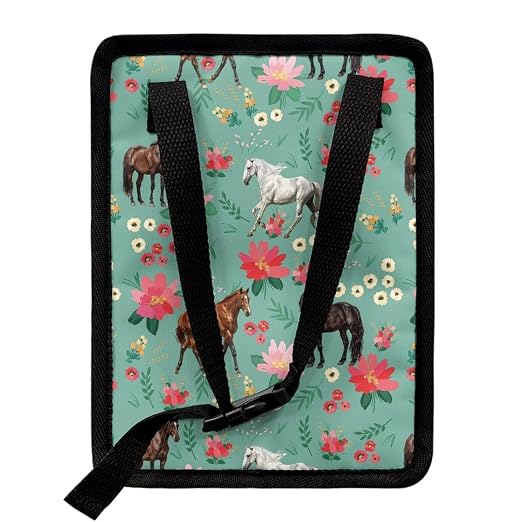 Talayituse Horse Flower Print Car Trash Can with Lid, Leak Proof Auto Trash Bag Hanging Vehicle Garbage Can Multipurpose Storage Container for Back Seat Road Trip