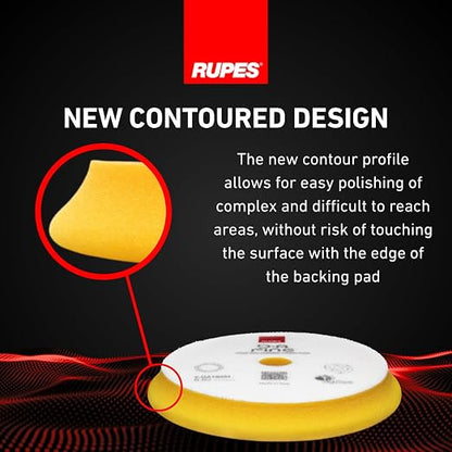 RUPES 150mm Yellow D-A Ultra-Fine Dual Action Wool Polishing Pads (Pack of 2) | Ideal for Paint Correction & Gloss Enhancement | Improves Finishing Performance | Compatible with 5" Backing Plate