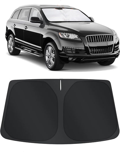 TINGLU Sun Shade for Audi Q7 2007-2015 Accessories Windshield Sun Shade Window Shade UV Rays Protection Sun Visor Cover with Steering Wheel Sunshade Storage Bag