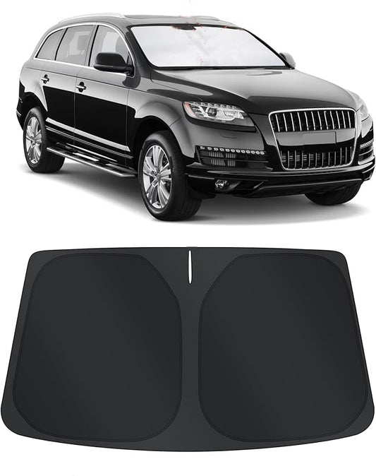 TINGLU Sun Shade for Audi Q7 2007-2015 Accessories Windshield Sun Shade Window Shade UV Rays Protection Sun Visor Cover with Steering Wheel Sunshade Storage Bag