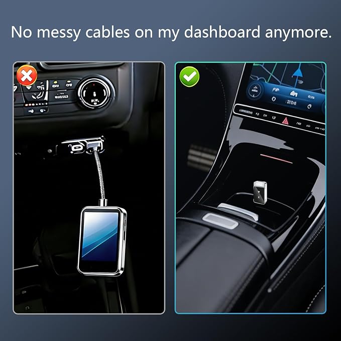 CrystalSync Elite Wireless CarPlay Adapter for Apple i-Phone i-OS 10+ and Android Auto, Mini Edition, Converts Factory Wired to Wireless, Plug and Play