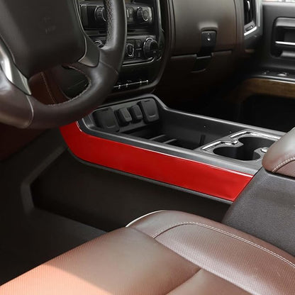 RT-TCZ for Silverado Center Console Organizer Tray Side Panel Trim Cover for Chevy Silverado GMC Sierra 2014-2018 Red Interior Accessories 2pcs