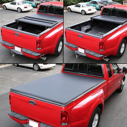 DNA Motoring Truck Bed Soft Tri-Fold Adjustable Tonneau Cover Compatible with C1500 C2500 C3500 K1500 K2500 K3500 6.5Ft Fleetside Bed, TTC-TRISOFT-032
