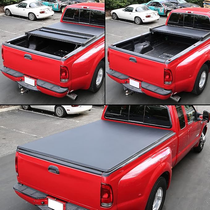 DNA Motoring Truck Bed Soft Tri-Fold Adjustable Tonneau Cover Compatible with 1994-2001 Ram 1500 6.5Ft Fleetside/Styleside Bed, TTC-TRISOFT-021