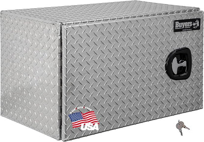 Buyers Products 1705203 Underbody Truck Tool Box with Barn Doors, 18x18x30 Inch, Diamond Tread Aluminum, Made in USA, Compression Latch, Weather Resistant, Toolbox for Flatbeds, Trailers & Work Trucks