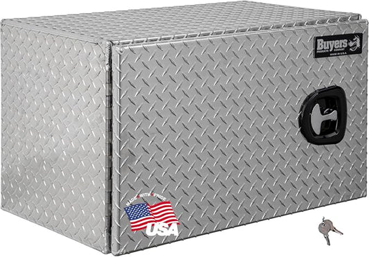 Buyers Products 1705203 Underbody Truck Tool Box with Barn Doors, 18x18x30 Inch, Diamond Tread Aluminum, Made in USA, Compression Latch, Weather Resistant, Toolbox for Flatbeds, Trailers & Work Trucks