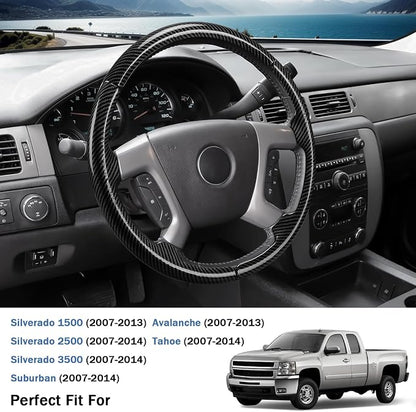 Steering Wheel Cover for Chevy Silverado 1500 GMC Sierra 1500 2007-2013/2500 3500 Chevrolet Tahoe Suburban Yukon (Yukon XL) 2007-2014/ Traverse 2009-2017/ GMC Sierra 2500HD 3500HD 2008-2014