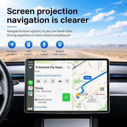 2-in-1 Wireless CarPlay and Android Auto Adapter | Convert Wired CarPlay & Android Auto to Wireless, USB/Type-C Plug and Play, Fast Stable Connection