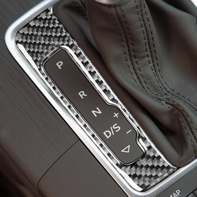 Real Premium Carbon Fiber Decor Compatible with Audi A3 S3 RS3 8V 2013 2014 2015 2016 2017 2018 2019 Car Automatic Gear Shift Panel Decal Auto Interior Accessories Sticker Black
